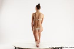 Underwear Woman White Kneeling poses - ALL Athletic Kneeling poses - on one knee long brown Multi angle poses Academic